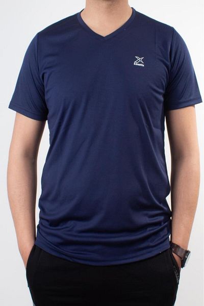 Kinetix Sn-222 Neck Navy Blue Casual ανδρικό μπλουζάκι με λαιμόκοψη