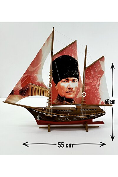 AYHAN KOTRA Atatürk Ve Anıtkabir Baskılı Bez Yelkenli, Ahşap Maket Gemi Model Ev, Ofis Hediye Ve Aksesuar