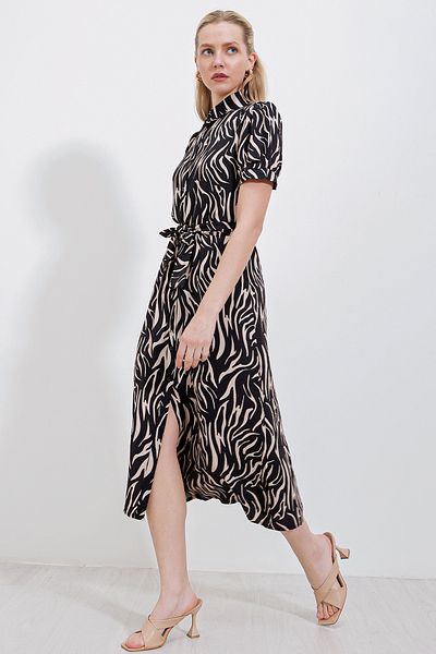 Bigdart 2213 Short Sleeve Viscose Dress - Beige