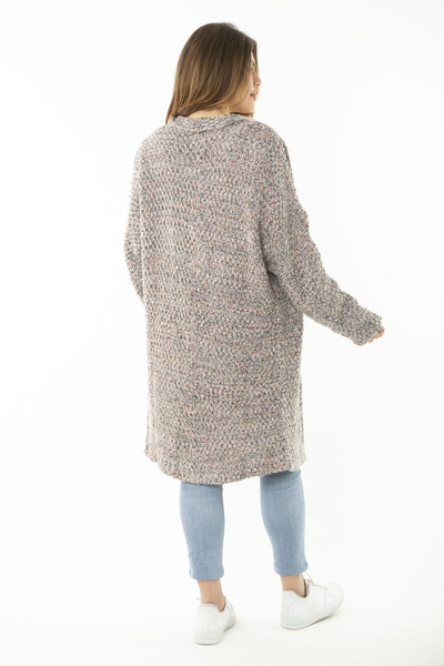 Şans Women's Large Size Lilac Thick Knitwear Cardigan 65N37170