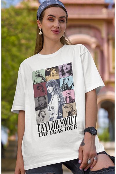 Fuddy Moda Tricou cu text Taylor Swift, tricou cu imprimeu supradimensionat pentru coperta albumului Taylor Swift