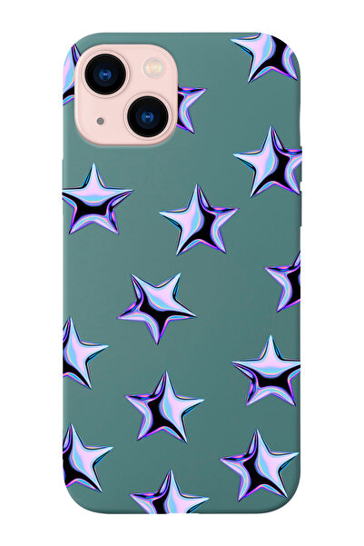 shoptocase Iphone 13 Uyumlu Mor Yıldızlar Desenli Lansman Silikon Telefon Kılıfı