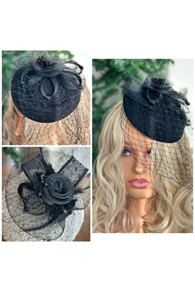 QUEEN AKSESUAR Vintage tasarım gelin nikah uzun tül duvaklı inci çiçekli şapk...