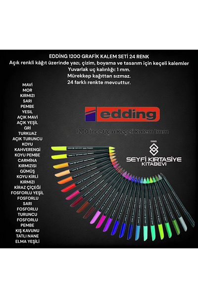 SEYFİKİRTASİYE EDDING 1200 GRAPHICS PEN SET 24 COLORS 1.0 MM ROUND TIP WHOLESALES PRICE