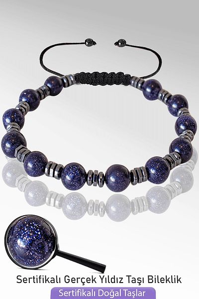 Tesbih Atölyesi Certified Blue Star Stone Natural Stone Bracelet