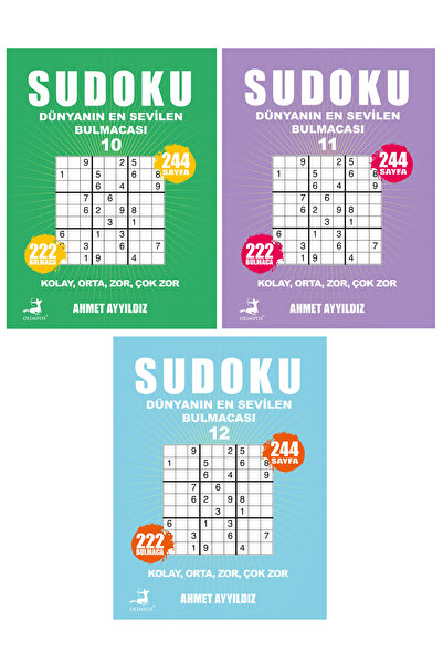 Olimpos Yayınları Sudoku 3 Kitap Set (Kolay-Orta-Zor-Çok Zor)