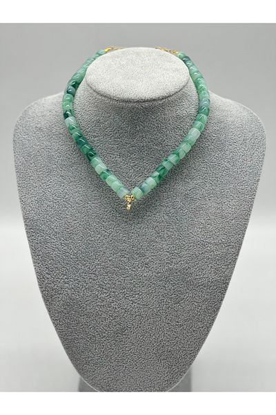 Hobimos Bead Detailed Women's Cylinder Necklace