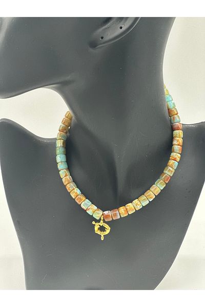 Hobimos Bead Detailed Women's Cylinder Necklace