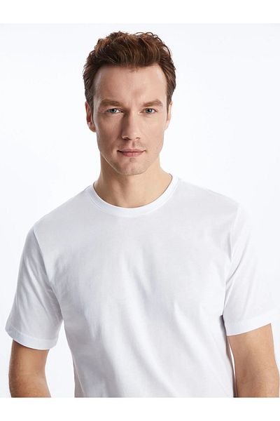 LC Waikiki Tricou bărbătesc din bumbac pieptănat cu mânecă scurtă LCWAIKIKI clasic cu gâtul turnat