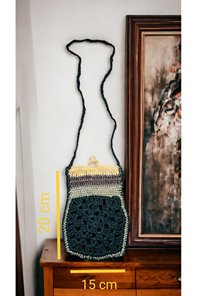 Butenin Atölyesi Paper rope green color, mini bag, phone bag