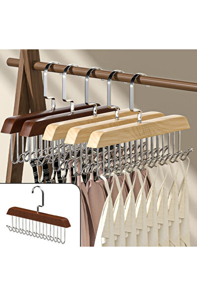 Sensoria Çok Fonksiyonlu 3'Lü Ahşap 8 Kancalı Sütyen Eşarp Kravat Kemer Çanta...