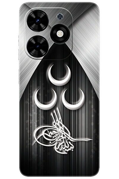 TECNO Spark GO 2024 (BG6) Uyumlu Kılıf Desen Baskılı Silikon Üç Hilal Tuğra T...