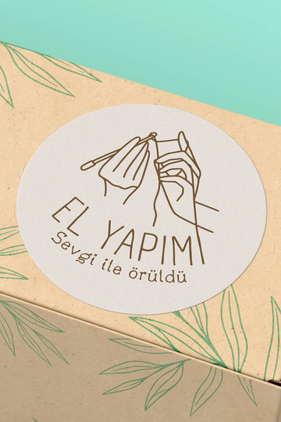 Basic Sense El Yapımı Sevgi ile Örüldü Yazılı Kargo Paketleme Etiket Sticker - 3x3cm 90 Adet - ST2286