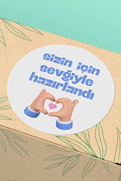 Basic Sense Sizin için Sevgiyle HazırlandıYazılı Sticker Paketleme Ambalaj Et...