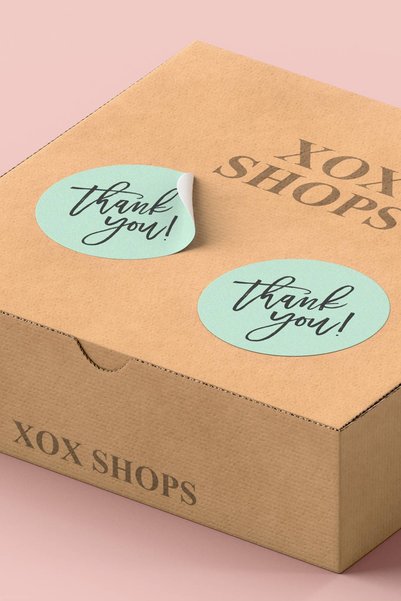Basic Sense Thank You Sticker Teşekkürler Etiketi Su Yeşili Ambalaj Paketleme Etiketi - 3x3cm 90 Adet - ST2114
