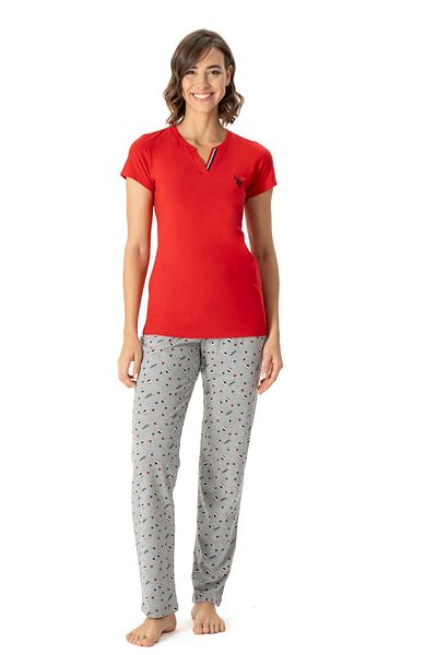 U.S. Polo Assn. U.S. Polo AssnWomen's V-Neck Short Sleeve Home Wear Pajamas Set