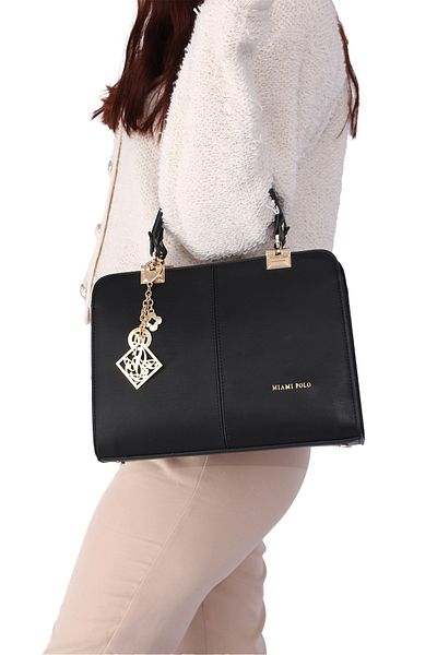 By Hakan Miami Polo Club-1188 Juniper Women's Hand Bag Crossbody Bag 3 Compartments Black