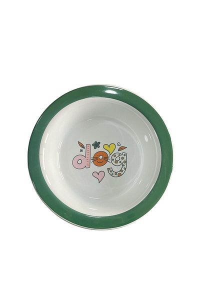 Glipet Ceramic Dog Food And Water Bowl Green Dog 20x5cm