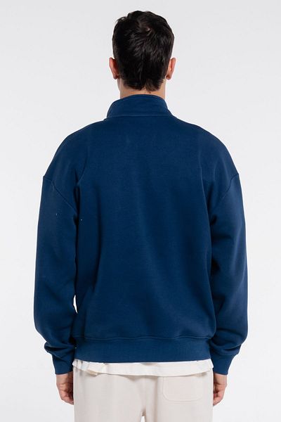 Friday Offset Mıke Men's Petrol Stand Collar Oversize Semi Zippered Unisex Sweatshirt