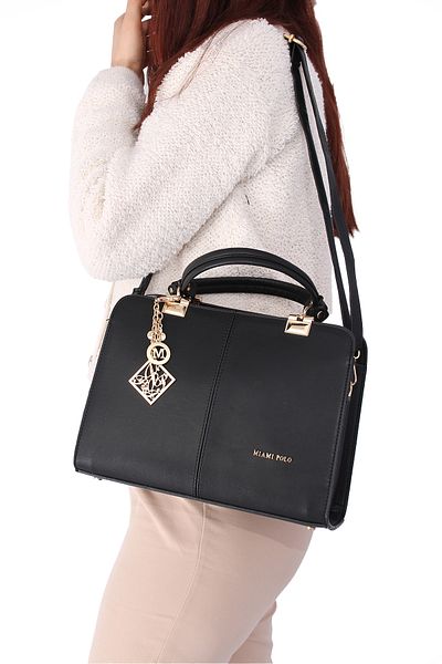 By Hakan Miami Polo Club-1188 Juniper Women's Hand Bag Crossbody Bag 3 Compartments Black