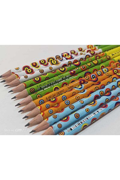 Adel round pencil with evil eye bead pattern (8 pieces)