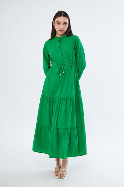 brako tekstil Women's Front Button-Buttoned Righteous Lapel Folded Dress