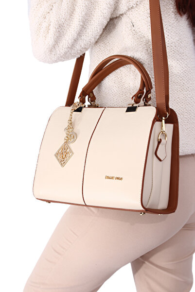 By Hakan Miami Polo Club-1188 Juniper Geantă de mână pentru femei Geantă Crossbody 3 Compartimente Crem