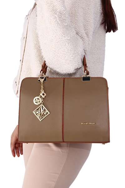 By Hakan Miami Polo Club-1188 Juniper Geantă de mână pentru femei Geantă Crossbody 3 Compartiment Mink