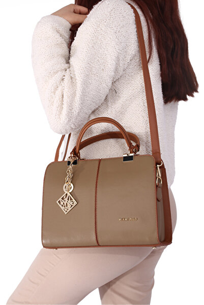 By Hakan Miami Polo Club-1188 Juniper Geantă de mână pentru femei Geantă Crossbody 3 Compartiment Mink