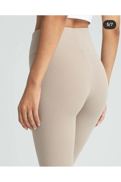 byhaziran butik Ženske rebraste fleksibilne leggins sa visokim strukom od lyc...