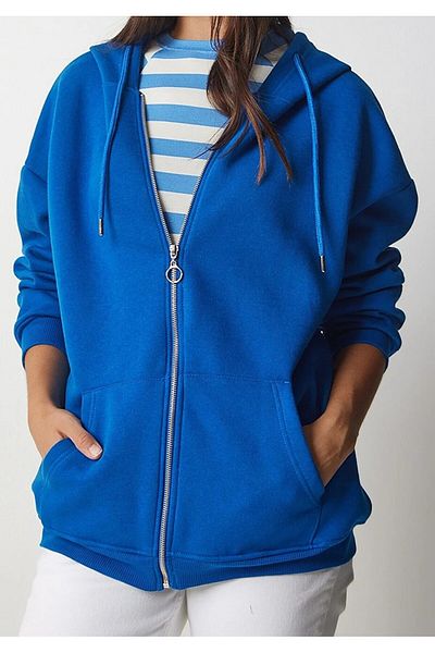 kef clothing UNISEX THREE THREAD ZIPPERED COATED CARDIGAN