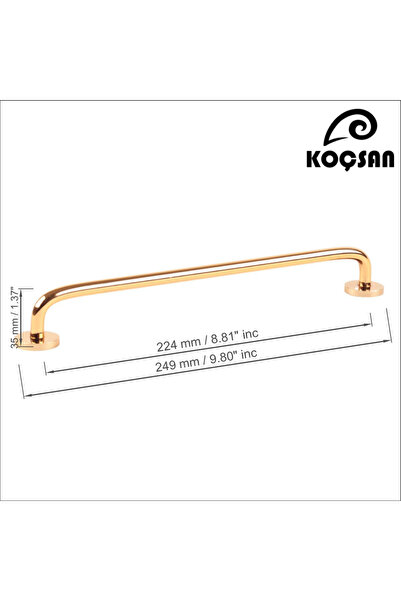 KOÇSAN Mâner Efsun Gold 224 Mm Mâner de lux pentru mobilier de bucătărie de țară Mâner sertar dulap