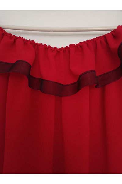 KobalBusiness Red Black Organza Curcade XXL 185cm Double Tulle Chiffon Ribbon Cage