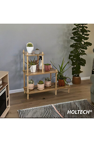 HOLTECH Ahşap Çiçeklik Standı Saksılık Çiçeklik Sehpa Dekoratif Saksı
