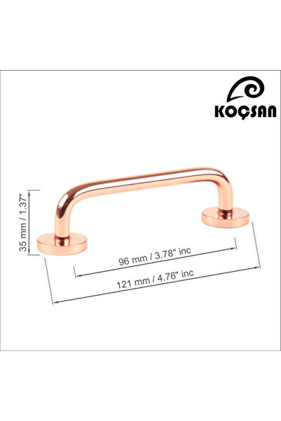 KOÇSAN Mâner Efsun Rose 96 Mm Mâner de lux pentru mobilier de bucătărie de țară Mâner sertar dulap