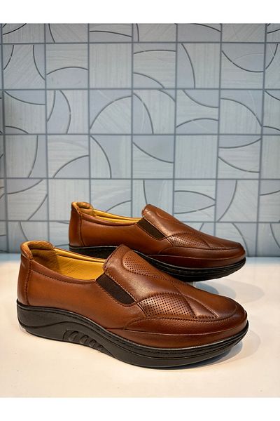 Anıl Ayakkabı Castle 42746 Women's TABA Brown Orthopedic Genuine Leather Padding Mother Walking Casual Daily Shoes