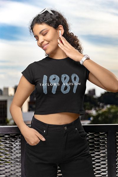 Fuddy Moda 1989 Taylor Version Imprimat Crop Top, Taylor Swift Imprimat Crop Tricou