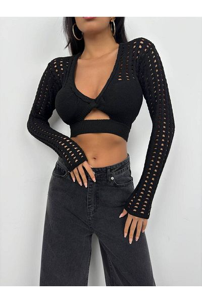 Secret Passion Lingerie Γυναικεία πλεκτή μπλούζα New Season Openwork Crop
