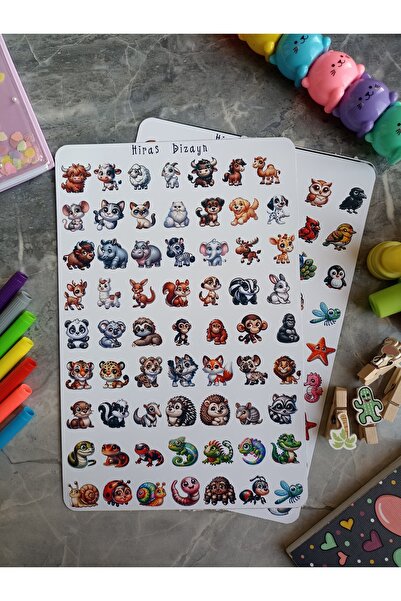 Hiras Dizayn Învăț animalele Animale autocolante educaționale pentru preșcolar 126 bucăți autocolante 17x25cm 2 coli