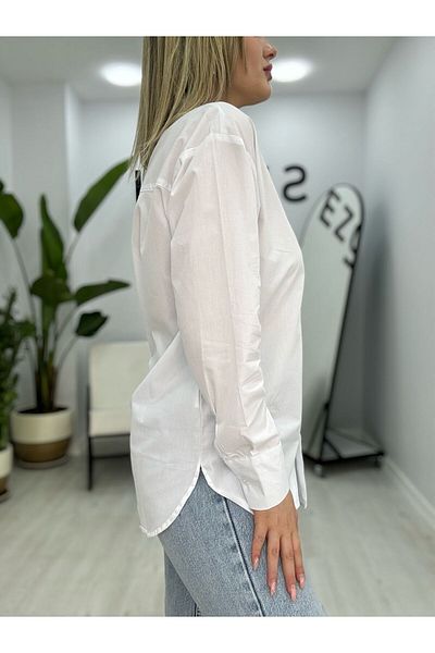 SEZON MAGAZALARI Cămașă oversize albă pentru femei