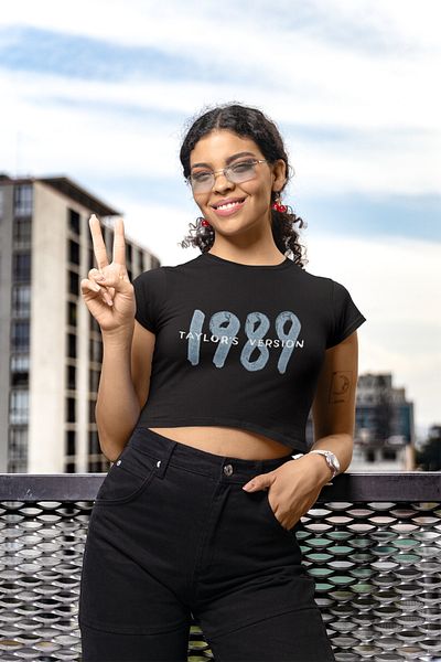 Fuddy Moda 1989 Taylor Version Imprimat Crop Top, Taylor Swift Imprimat Crop Tricou
