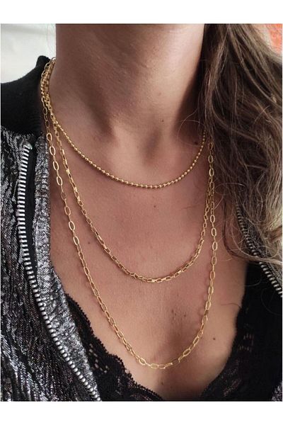 TÜKKAN ACCESSORİES TOP CHAIN DETAIL TRIPLE MULTI COMBIN GOLD COLOR NECKLACE-KOL163