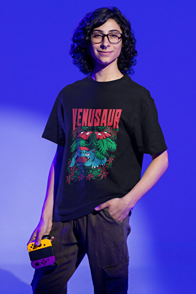 Fuddy Moda Unisex Oversize kroj Venusaur Štampano majica, muško-ženska Pokemo...