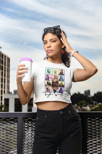 Fuddy Moda Taylor Swift Photography Printed Crop Top, Taylor Swift Written Crop