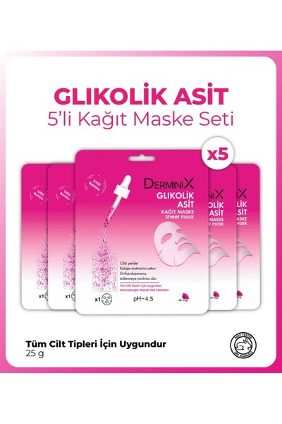 Derminix  glikolik Asit Kağıt Maske 5 Adet