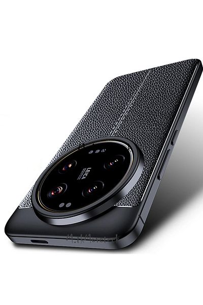 m.tk moveteck حافظة هاتف Xiaomi Mi 14 Ultra مع مظهر جلدي بارز وكاميرا ناعمة غير لامعة من السيليكون الناعم الفاخر