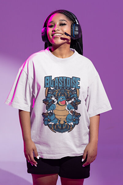 Fuddy Moda Unisex Oversize kroj Blastoise Štampano majica, muško-ženska Pokem...
