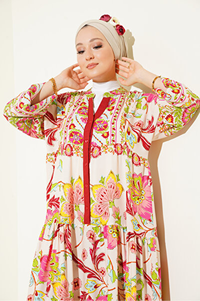 Bigdart 2423 Authentic Patterned Dress - Y.burgundy