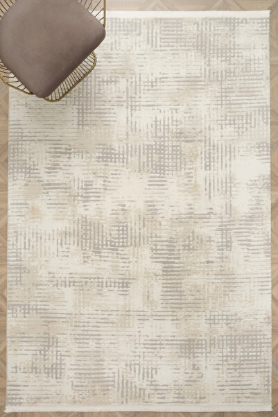 Kaşmir Halı Madra Bej Salon Mutfak Halısı Yolluk