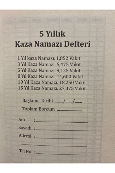 Genel Markalar kaza namazı defteri